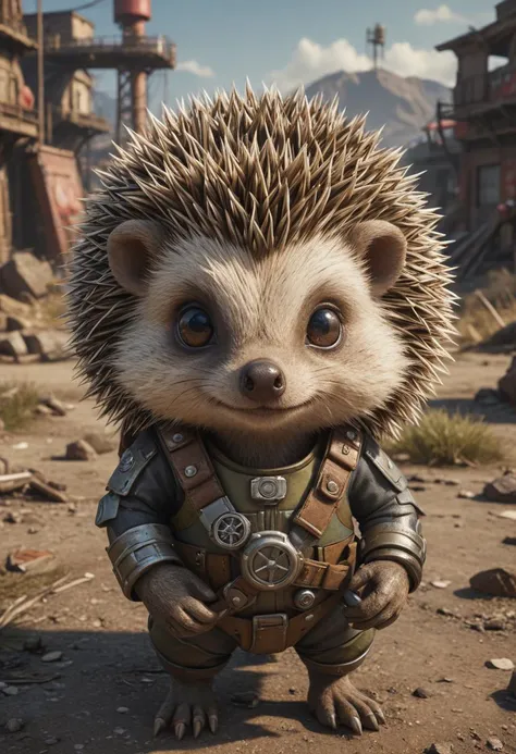 photography,fallout atmosphere,(baby hedgehog Medic),cross mark,Crew cut,Powered Armor,big Needle,distant tribe,8K texture,NVIDIA OptiX,
