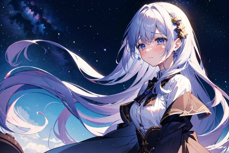 ((best quality, masterpiece, absurbres)) (1boy and 1girl ) (((very sad, crying, tears))), Celestial Romance, Heavenly Weaver and Cowherd, Milky Way Rendezvous, Love Transcending the Stars