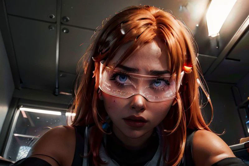 (((from below))), a beautiful woman sitting in a wheelchair in a (((dark room))), masterpiece, best quality, 1girl, barbara gordan, portrait, sitting in a high tech room, close on face with glasses staring at a computer screen, green eyes, (((harsh screen glare on glasses))), (((typing at a computer))), (((surrounded by high tech stuff))), angry look on her face, concerned look, atmospheric scene, (detailed beautiful face, detail skin texture, ultra-detailed body:1.1),, ((extreme skin detail)), hdr, ((ultrarealistic)), (((ite))), (((long orange hair))), dark eye make up, tight white t-shirt, medium breasts, camel toe, (clothed nipples), black lit, ((dark dramatic lighting))