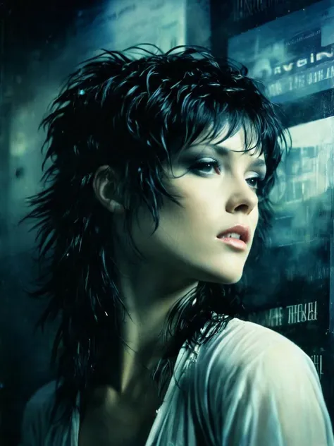 techniques used: lithography chiaroscuro, atmospheric perspective <lora:A_Mullet_Cut_SDXL_v3.1:1> mullet hair, mullet-cut
