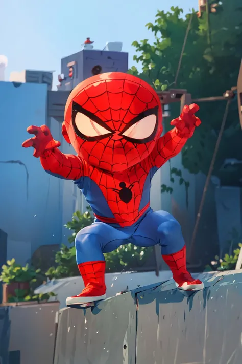 ((masterpiece)), (best quality), official art, extremely detailed CG, unity 8k wallpaper, ultra detailed,
spiderman, <lora:spidermanV1:1>, outdoors, dynamic pose, (chibi:1.5), robot,