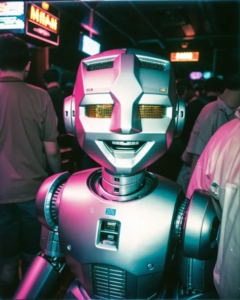 candid color portrait photo of a humanoid robot BREAK
in a night club (at night:1.2), smile, looking at camera, solo, bokeh, fujifilm superia , dof, high definition, detailed, intricate, flashlight, grain, film grain, 80s, 90s, 1980s, 1990s, analog photography, vintage photography
<lora:flashlightphoto_v1.5a:1>