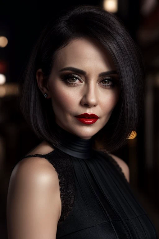 AS-MidAged, closeup photography, sexy, short hair, black hair, make up, red lips, Hong Kong at night background, classydress, jewelry, looking at viewer, hyper realistic, {an extremely delicate and beautiful girl}, 4k wallpaper, {{{masterpiece}}} <lora:LowRA:0.5> <lora:flashlightphoto_v1.5a:0.5>