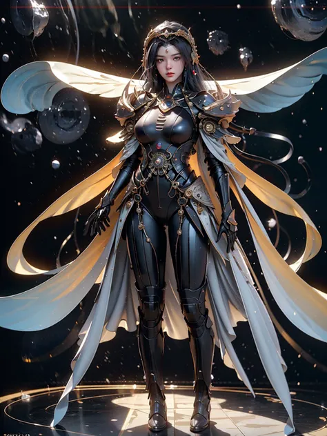 best quality, ultra high res, (photorealistic:1.4), 8k,game cg,Science fiction masterpiece,Space war,1girl,solo,black hair,full body, fighting stance, Laser sword,<lora:nvwushen-000020:0.7>, space nebulla:2.5, space nebulae< Einstein's third law>trending on ArtStation, space atmosphere nebula background3D realistic render in Maya, Houdini VFX, Kodak Portra 400,4k