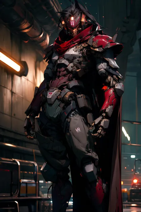 masterpiece, best quality, anime style, 1boy , vincent valentine, (dark red cape:1.4), breast, night, looking at viewer, power, (standing:1.4), serious, fight pose, male focus, muscles, movie composition, depth of field, bokeh <lora:add_detail:0.5> <lora:nijiMecha:0.8> (mechanical body:1.4), (armor:1.4), (science fiction:1.4), mechanic, anime coloring, <lora:ff7r_style_ned_offset:1>