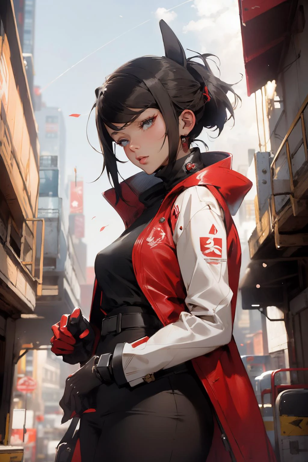 1 woman , turtle neck, red coat, futuristic , city (masterpiece, best quality, beautiful and aesthetic:1.2), (Ilya Kuvshinov,)
<lora:nijiMecha:1> <lora:epiNoiseoffset_v2:1>