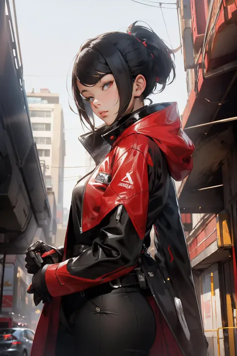 1 woman , turtle neck, red coat, futuristic , city (masterpiece, best quality, beautiful and aesthetic:1.2),  (Ilya Kuvshinov,)
<lora:nijiMecha:1> <lora:epiNoiseoffset_v2:1>