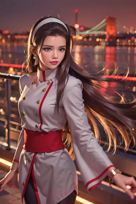 (masterpiece, top quality, best quality), realistic, a young girl, long hair, looking at viewer, a little light on face, city night view, Chizuru Kagura, <lora:chizuruKaguraAlpha_alpha:0.9>,