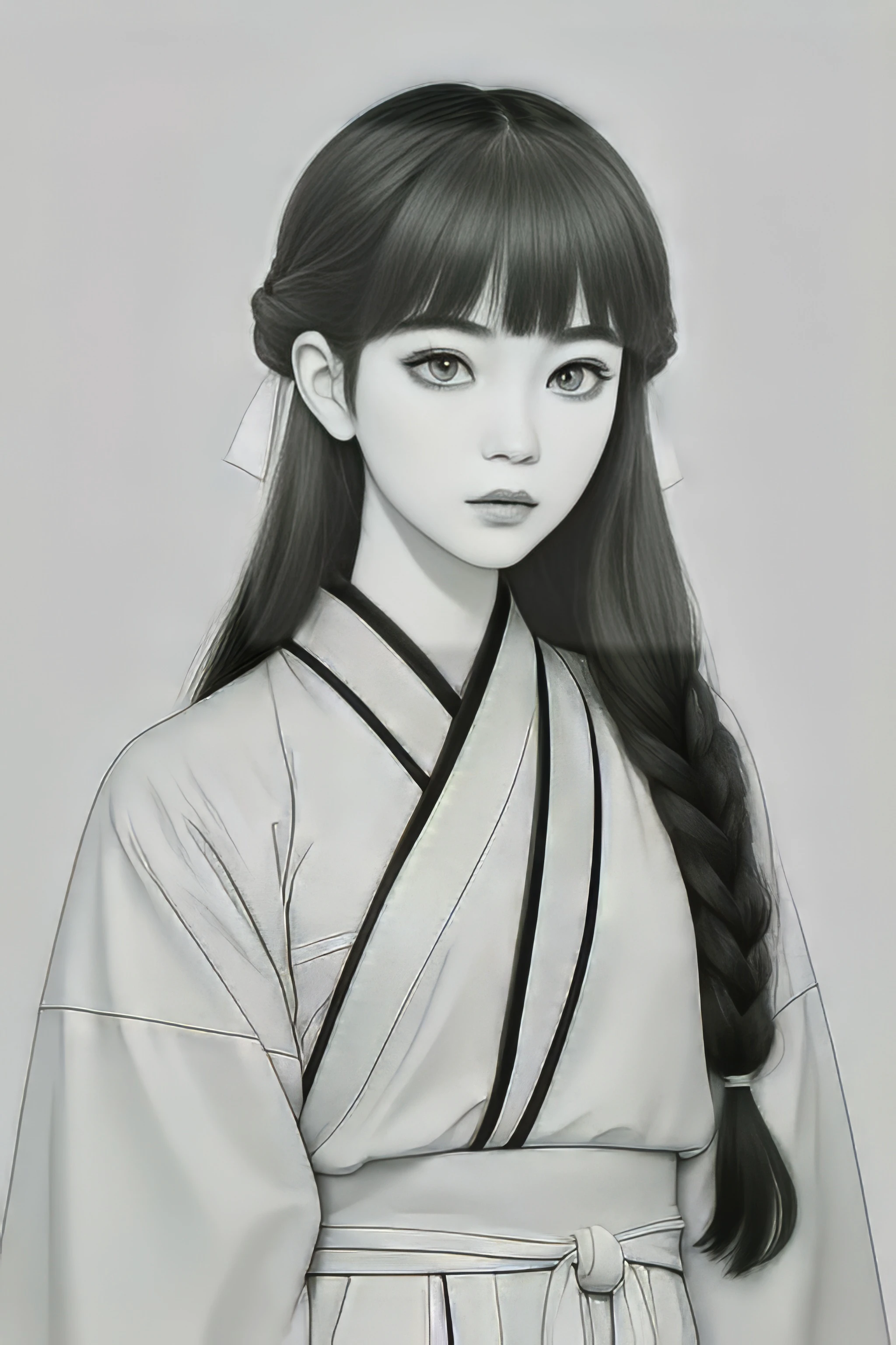 ASCIImasterpiece, best quality, <lora:sd_xl_dpo_lora_v1-128dim:1>,solo, long sleeves, chinese clothes, white background, traditional media,hanfu,solo, 1girl , monochrome, spot color, greyscale, simple background, white background ,
<lora:inkXLlokr4fjru-000143:1>