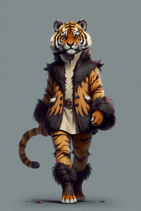 concept art, Cu73Cre4ture, <lora:CuteCreatures:1>, tiger, fantasy clothes,