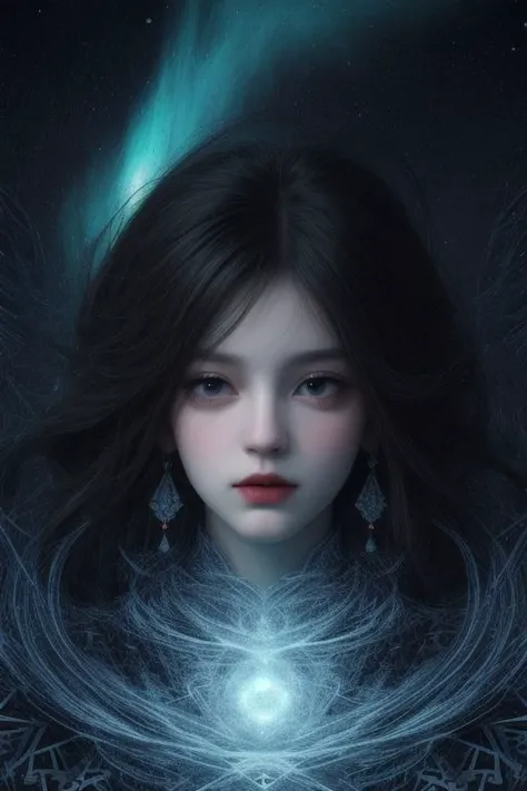 In this captivating concept art line art, an otherworldly female anomaly shrouded in mystery and a hint of unease unveils itself. The image, reminiscent of a surreal painting, showcases the woman entity in an intricate array of vibrant colors and contrasting textures. The main subject, a peculiar and intricate temptress , emits a gentle, ethereal glow that seems to defy the laws of physics. The intricate details of its surface reveal an amalgamation of jagged, crystalline formations and softly swirling nebulae. This high-quality image mesmerizes viewers, drawing them into an enigmatic cosmic realm where reality transcends imagination.<lora:xl_more_art-full_v1:0.3>