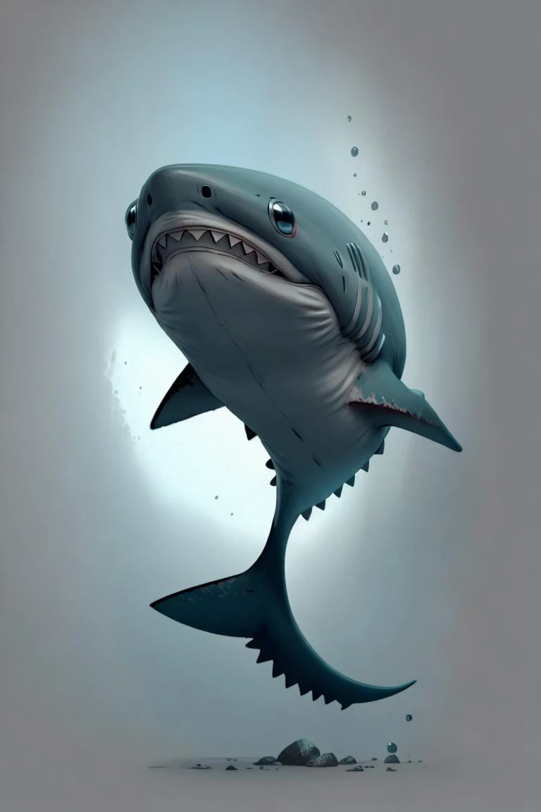 concept art, Cu73Cre4ture, <lora:CuteCreatures:1>, shark,