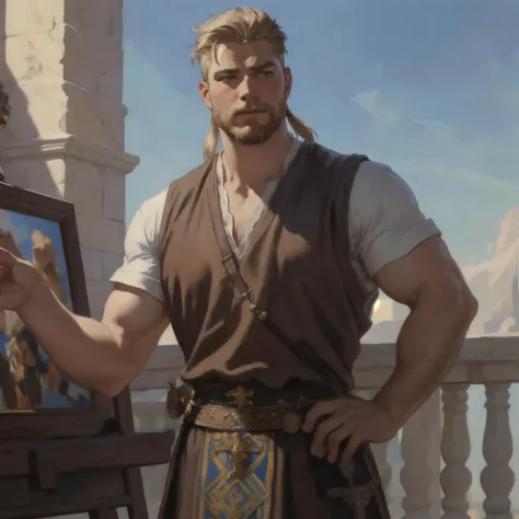 attractive male, viking, painting by j. c. leyendecker, edgar degas ultra detailed, 8 k, trending on artstation