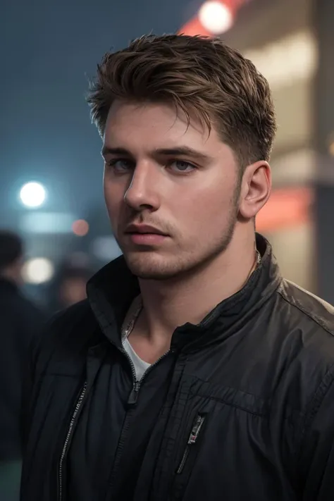 best quality, masterpiece, intricate details, LukaDoncic man, <lora:LukaDoncicLora:1>,
jacket, streets, 8k uhd, high quality, dramatic, cinematic, (skin imperfections), waning light, dark background, flash photography,