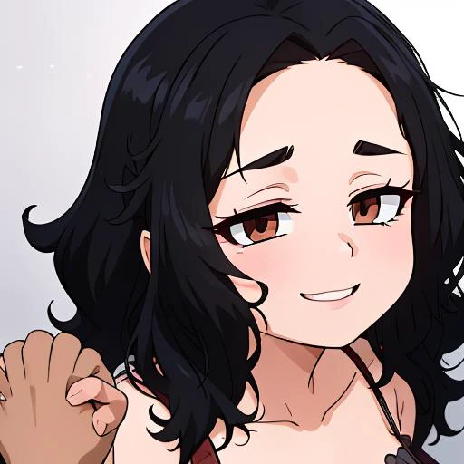 (masterpiece:1.4), high quality, high definition, sharp focus, detailed face, anime, best quality, 4k, 8k, absurd resolution, (intricate detail:1.5), detailed hands, detailed eyes, animation, illustration, highly detailed, highres, extremely detailed, <lora:ETO_OCC002:0.7> ETO_OCC, black hair, curly hair,longhair, thick eyebrows, <lora:hyperdenoiser_v090:0.6>, (looking at viewer:1.6), (plump), (hazel eyes:1.3), (parted bangs:1.4), <lora:mesugaki-10:0.6>, smiling, smug, <lora:ETO_OC:0.2> ETO-OC, <lora:sensualface_type1:0.6>, gasping, ecstasy, seductive smile, <lora:perfetfingers:1>, 1girl, breasts, skindentation, <lora:xlgirls:0.8> xlgirls <lora:handhold-left-v1-wasabiya:1> holdhl, pov, holding hands,