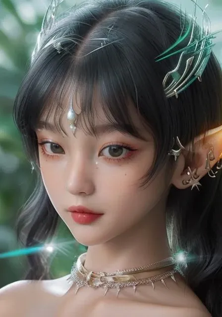 (detailed eyes, realistic eyes:1.4) feminine tiger, dark gradient background, (small neon orange streaks in (silver hair:1.2)), (metal mask over eyes:1.1), (portrait:1.1), chrometype, chrome effect, (metal ornaments covering eyes), crown tiara, bloom, glow, lens flare, 8 pointed star, elf ears, (aquiline, sleek, aerodynamic:1.4), (masterpiece,best quality), ultra realistic, 32k, RAW photo, (high detailed skin, glistening skin:1.2), 8k uhd, vibrant colors <lora:Chrometype:0.9>