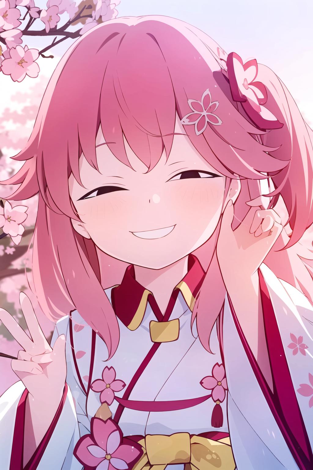 A close up of a person with pink hair and a dress - SeaArt AI