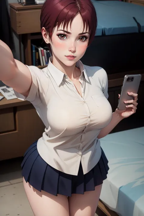 masterpiece, best quality, highly detailed , <lora:Kei-Kishimoto-09:0.7> , KeiKsmt-KJ , shirt , skirt , bright eyes, blush , selfie , from above , realistic