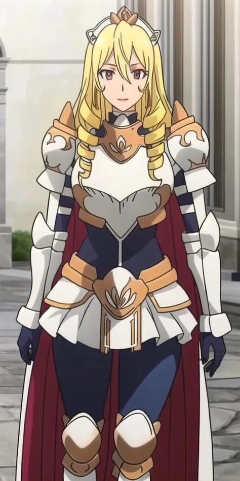 <lora:bozes_co_palestiV3:0.7> bozes_co_palesti, huge_breasts, standing, solo, Full_armor_Red_cape_Tiara, masterpiece, best quality, detailed face, detailed eyes, highres,