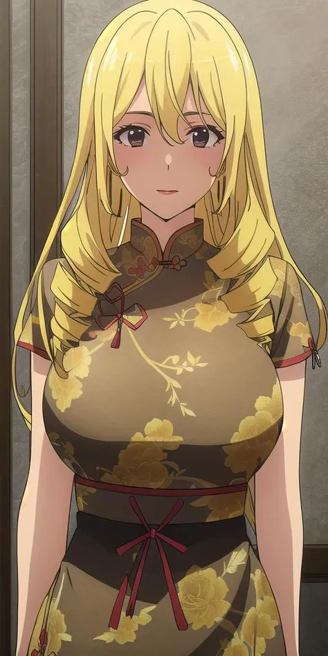 <lora:bozes_co_palestiV3:0.7> bozes_co_palesti, huge_breasts, standing, solo, china_dress, masterpiece, best quality, detailed face, detailed eyes, highres,