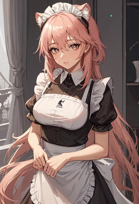 best quality, masterpiece, highres, solo, (gravel_arknights:1.10), (maid:1.40), (long maid dress:1.15), 23 <lora:gravel_arknights:0.80>