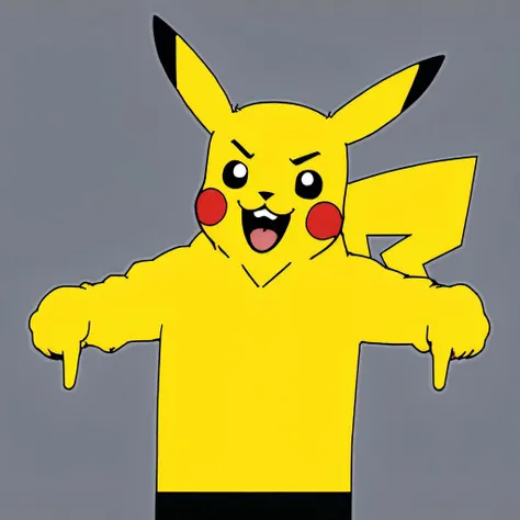 <lora:pointingdown:1.4>, (pointingdown:1.4), (pointing down:1.2), no background, two hands pointing, smile, open eyes, (Pikachu:1.2), (Pokemon:0.8), Yellow Fur, Pointy Ears, Pikachu Tail, Bright Colors, Animated, Animation, Cartoon, Anime, Anime Face, Waifu, 2D, Visual Novel, Manga, Comic, Cel-Shaded