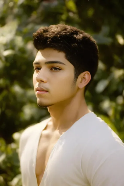 a professional portrait of a young latino man, (no makeup), model, intricate details, portrait by William-Adolphe Bouguereau <lora:filmgrain-07:1>