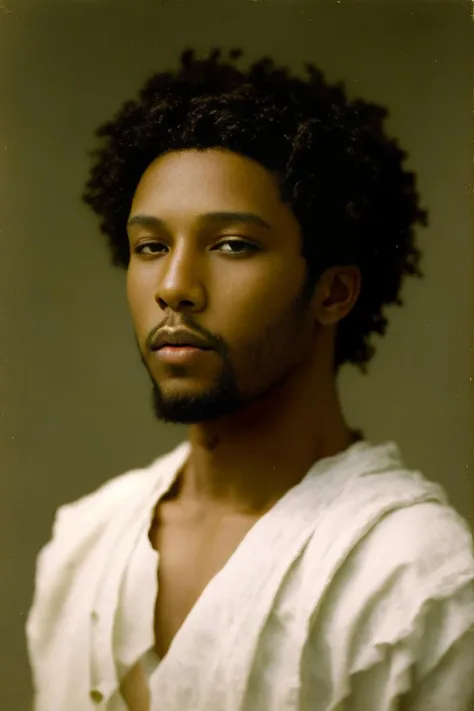 a professional portrait of a young black man, (no makeup), model, intricate details, painting by William-Adolphe Bouguereau <lora:filmgrain-07:1>
