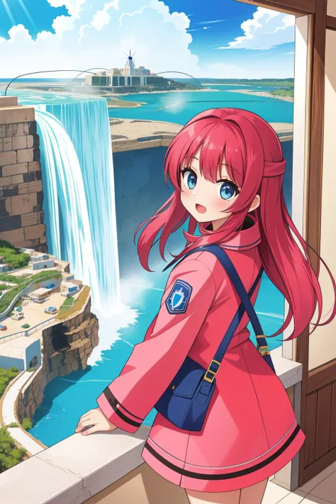 1girl, Eclectic Awful [Uxmal|Santorini] from inside of a Niagara Falls