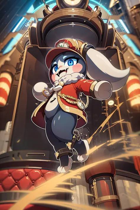(((pom pom, character, hat, furry, Anthro, werebeast, beast, chibi))), pocket watch
(masterpiece:1.4), (high_resolution:1.4),(light smile:0.9),(masterpiece, best quality, ultra-detailed, intricate details_1.2), absurdres, futuristic train background,
from side, standing, look back,
<lora:POMPOM Star Rail:0.85>, (((in space, in futuristic spaceship)))