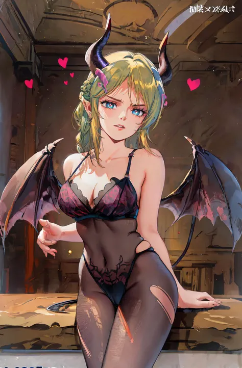 score_9, score_8_up, score_7_up, score_6_up, <lora:DPOXL:1> <lora:michikingXL_JS2_lokr_V12:1> 1girl, tail, blonde hair, demon tail, solo, breasts, horns, wings, gloves, phone, tongue, ass, cellphone, demon girl, tongue out, demon wings, purple eyes, looking at viewer, medium breasts, demon horns, thighhighs, smartphone, open mouth, smile, long hair, garter straps, bare shoulders, tattoo, ponytail, bangs, looking back, gradient, gradient background, thong