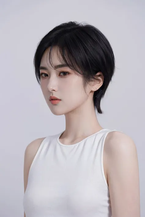 1girl,fair_skin,smile,short hair,<lora:Annabel Yao:0.8>,upper_body,(simple background:1.2),(white background:1.2),, (masterpiece:1.323),(best quality:1.241),(contrast boost:1.11),(available light:1.1),(realistic:1.2),(intricate details:1.2),(colorful:1.12),(ultra high res:1.2),(Hyperrealistic:1.2),(highly detailed:1.1),8K,light effect,