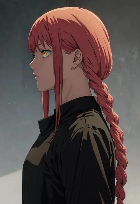 (safe:1.10), best quality, masterpiece, highres, solo, (makima_chainsawman:1.10), profile, from side, upper body, anime_style, 12 <lora:makima_chainsawman:0.80>