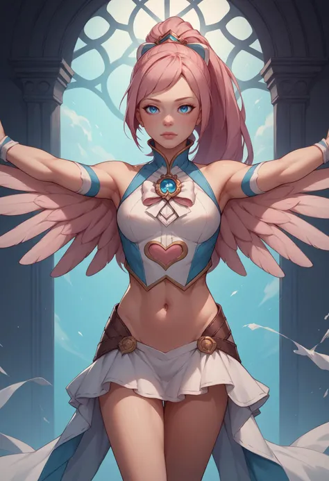 Rose Quartz , DarkElfgirl (Dynamic Angle:1.4), ((Pose de cuerpo entero:1.5), (De color:1.2), (fondo de pantalla extremadamente detallado de la unidad CG 16k:1.1), (Fuerza que elimina ruido: 1.45), (tObra maestra:1.37), ((Arte Oficial)), (De color:1.2), Todo el cuerpo es de color amarillo dorado, suspendido en el aire, sim, Big Wings, Dios Rayos, destellar, Luz brillante, ((Obra maestra)), ((La mejor calidad)), UHD, Galardonado