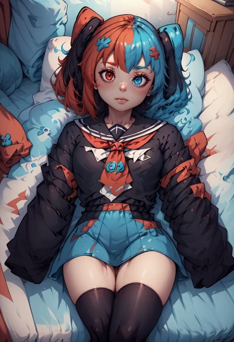 ((Tabletop, Highest quality, High resolution, Pixel perfect, 4K, nsfw)))、1 Girl, Beautiful woman、(((Sex、中年男性とSex、Surrounded by multiple dicks、bukkake)))、((short hair, Twin braids、Red Hair)), ((blue eyes、Beautiful eyelashes, Realistic eyes)), ((Detailed face, blush:1.2)), ((Smooth texture:0.75, Realistic texture:0.65, Realistic:1.1, Anime CG Style))、((Small breasts、Swollen nipples、Thick thighs)), Perfect body、Night bathroom、((((:or、Mouth open、Embarrassing、Are crying、blush))))、((Sweat))、Lying down、Spreading her legs、(Put your hands behind your head、Armpits)、((Blue Stripe Bikini))、