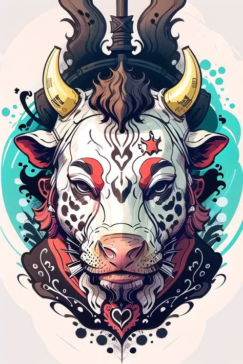 cow in the style of 0mib, <lora:0mib3(gut auf 1):1>bust,