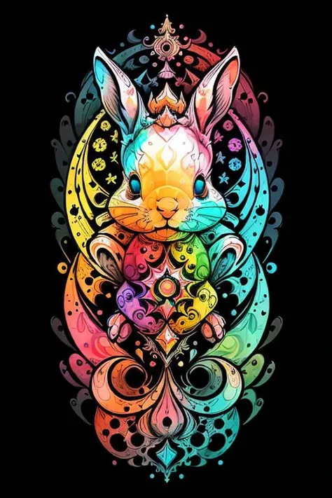 <lora:0mib3(gut auf 1):1>, in the style of 0mib, adorable rabbit, prismatic shards, reflecting fractal circles, ink spatter, melting brush strokes, particles vortex, dramatic lighting, high quality, beautiful, masterpiece