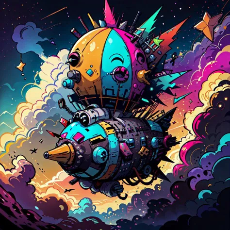 <lora:PunkPunkAI:.8> 
PunkPunkAI colorful 
dirigible, clouds  , cluttered environment