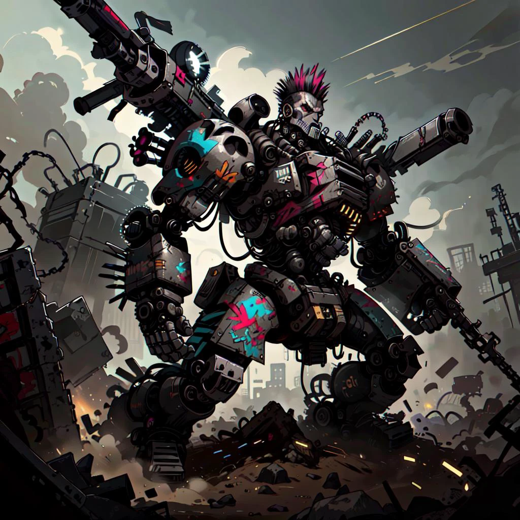 <lora:PunkPunkAI:.8>
PunkPunkAI
battle mech , cluttered environment