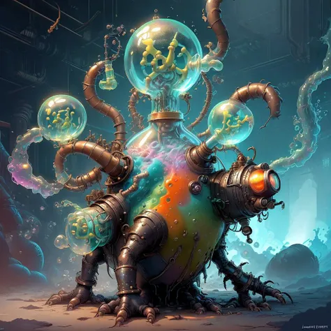 <lora:PunkBundleAI:.8> PunkBundleAI , "a toxic ooze creature in a pixar artstyle, adorable and whimsical,, fantasy, elegant, digital painting, artstation, unreal engine, octane render, concept art, matte, sharp focus, vibrant colors, high contrast, illustration, art by justin gerard", crazy bubble environment, photorealist textures