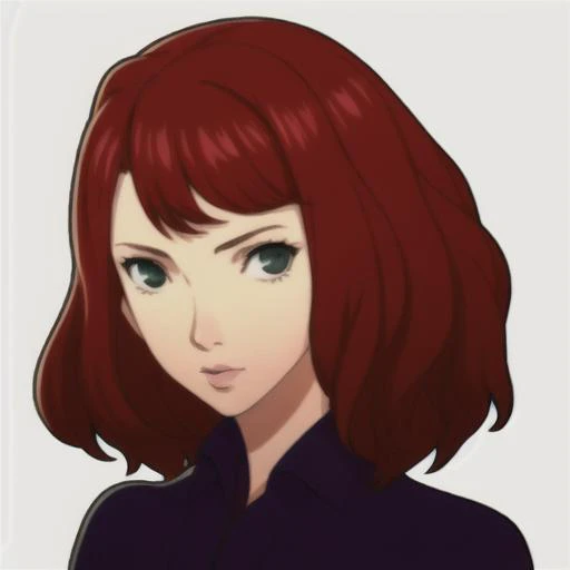 (scarlett johansson:1.3), black widow, portrait, (white background:0.1), closed mouth, looking at viewer, shirt, simple white background, solo, upper body <lora:persona5PortraitLora_v03:0.7>