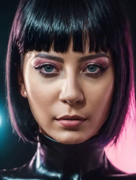 happy, A stunning intricate full color portrait of (sks woman:1), wearing a black turtleneck, epic character composition, by ilya kuvshinov, alessio albi, nina masic, sharp focus, natural lighting, subsurface scattering, f2, 35mm, film grain,      <lyco:locon_charlottesartre_v1_from_v1_64_32:1.25> sks woman
makeup, sci fi, space, cyberpunk, full view