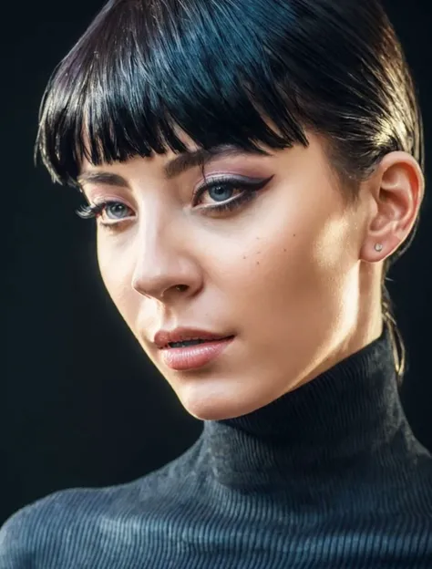 happy, A stunning intricate full color portrait of (sks woman:1), wearing a black turtleneck, epic character composition, by ilya kuvshinov, alessio albi, nina masic, sharp focus, natural lighting, subsurface scattering, f2, 35mm, film grain,      <lyco:locon_charlottesartre_v1_from_v1_64_32:1.25> sks woman