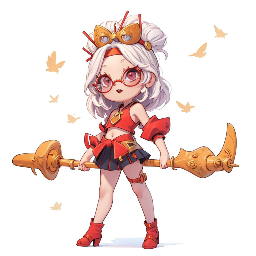 (masterpiece, best quality:1.2),
1girl purah , ((red glasses):1.2), hair ornament, hair stick, red headband, white shirt, bare shoulders, white jacket, black skirt, orange leggings, high heels, red glasses, hair ornament, hair stick, red headband, white shirt, bare shoulders, sleeveless, black skirt, orange leggings, high heels, full body, simple background, white background, <lora:justduet_sd15_01_done:0.6>, <lora:purah-nvwls-v3-2:0.65>