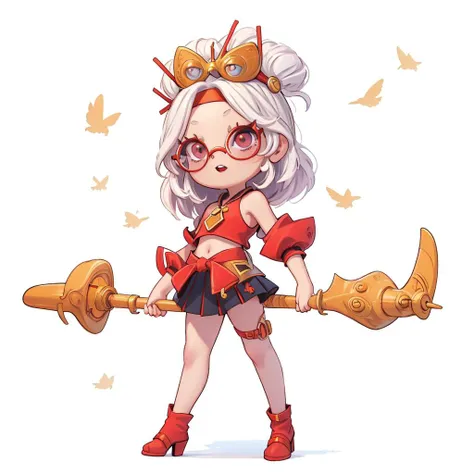 (masterpiece, best quality:1.2),
1girl purah , ((red glasses):1.2), hair ornament, hair stick, red headband, white shirt, bare shoulders, white jacket, black skirt, orange leggings, high heels, red glasses, hair ornament, hair stick, red headband, white shirt, bare shoulders, sleeveless, black skirt, orange leggings, high heels, full body, simple background, white background, <lora:justduet_sd15_01_done:0.6>, <lora:purah-nvwls-v3-2:0.65>