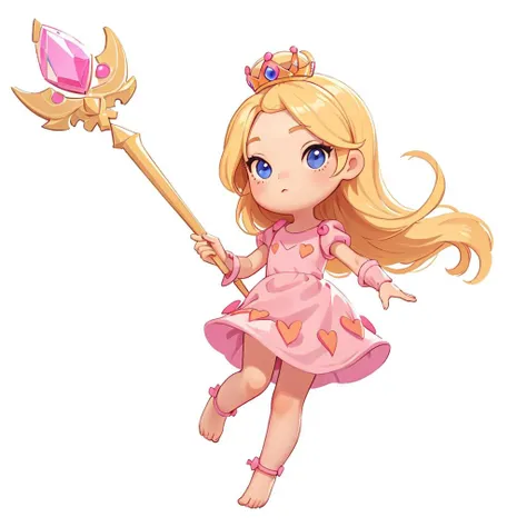 (masterpiece, best quality:1.2),
1girl, princess, pink dress, staff , blonde hair ,full body, simple background, white background, <lora:justduet_anyv5_r50_768_a128-d16_adamW-000006:0.5>