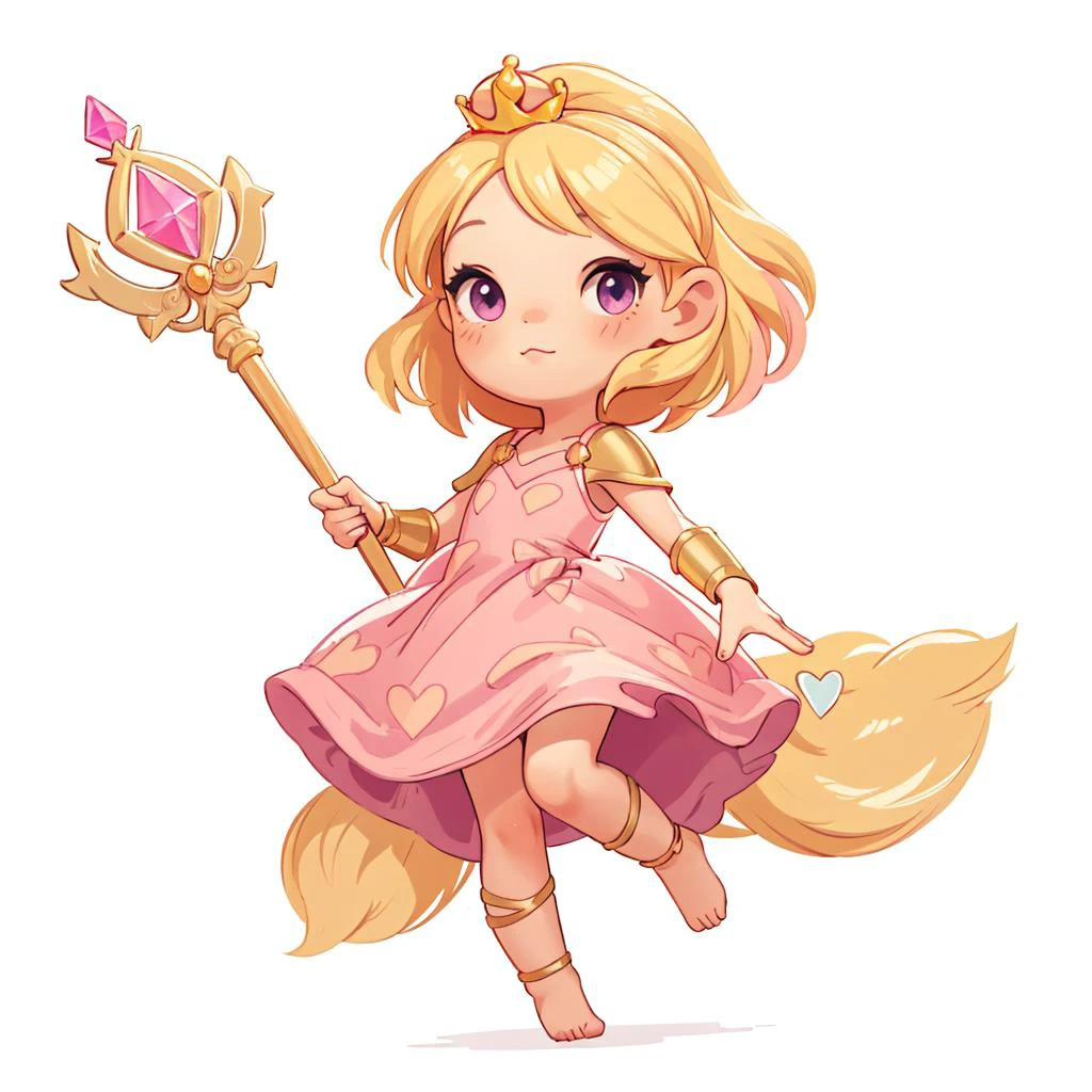 (masterpiece, best quality:1.2),
1girl, princess, pink dress, staff , blonde hair ,full body, simple background, white background, <lora:justduet_anyv5_r50_768_a128-d16_adamW-000006:0.5>