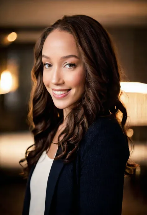 cinematic film still <lora:AlexisTae_SDXL_v1.0:1>
beauty photo, portrait headshot photography, soft lighting, warm tones, ohwx woman, long flowing hair, caring expression, nurturing, dim lighting, 1/100, f/1.8, ISO 400, (smile), lose curls, maternal, protective, empathetic, compassionate, reassuring, devoted, by Annie Leibovitz . shallow depth of field, vignette, highly detailed, high budget, bokeh, cinemascope, moody, epic, gorgeous, film grain, grainy