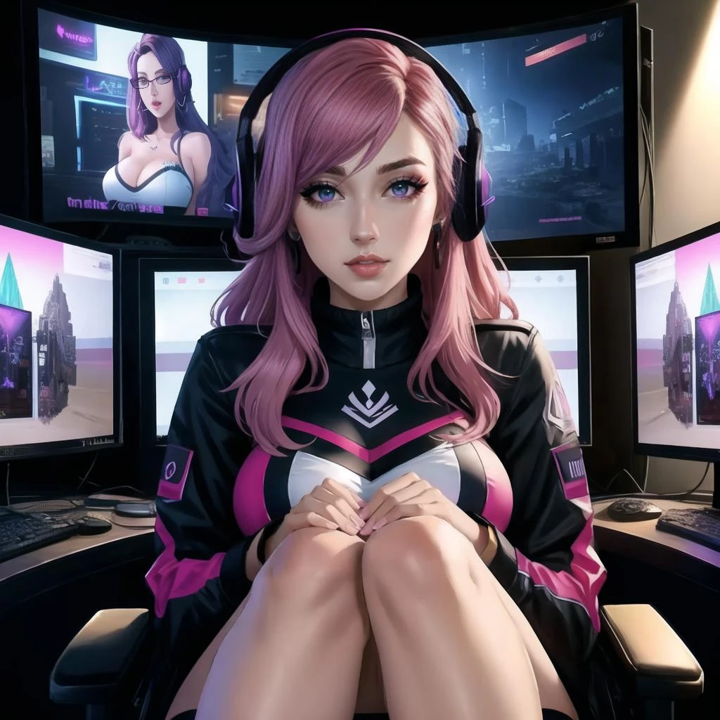 twitch streamer, adult egirl, gamer girl, adult woman,