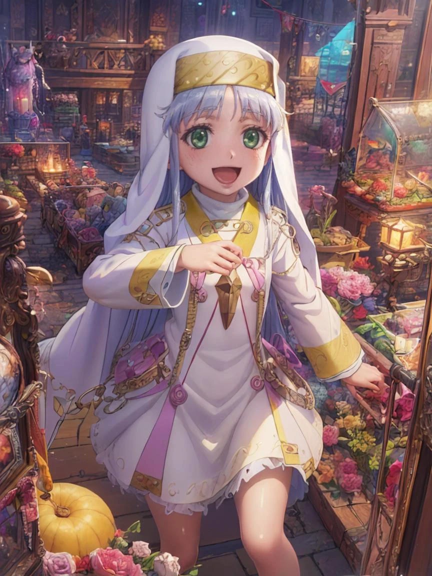 (((pixel-perfect, detail-perfect))) best quality, masterpiece, 1girl <lora:index-toaru-01:0.8> index liborium prohibitorum <lora:detail_slider_v4:5> white nun, habit, :d (flat chest:1.1), different poses,